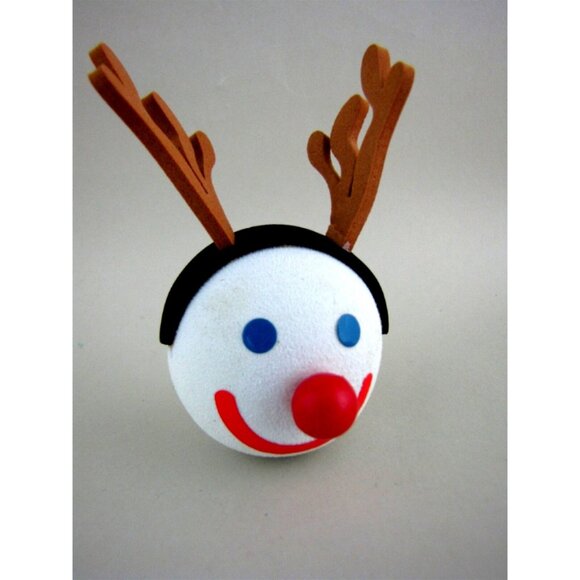 Antenna Topper Ball Rudolph Red Nose Reindeer w Antlers Auto Car Jack in the Box - Picture 3 of 6